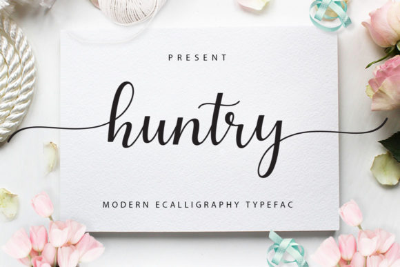 Huntry Font: A Bold Handwritten Typeface with Romantic Style